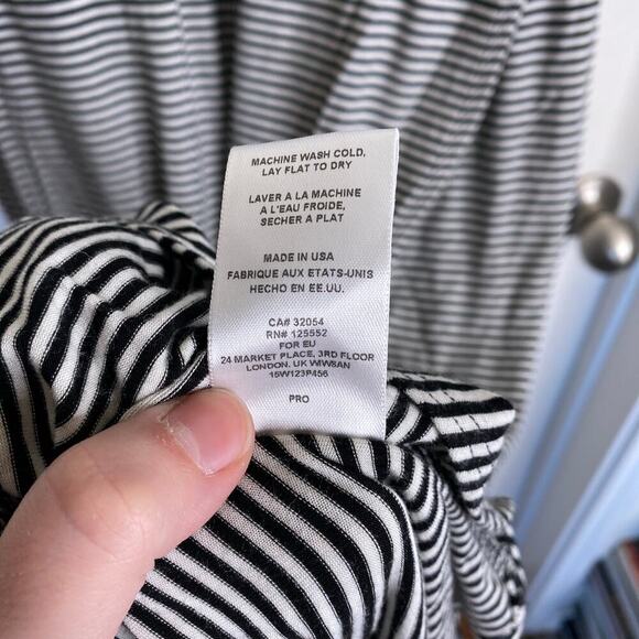 ANTHROPOLOGIE Dolan Black White Striped Knit Hi Lo Cowl Neck Maxi Dress Small - Picture 8 of 9